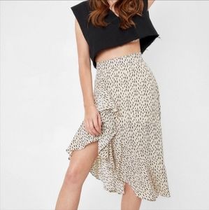Nasty Gal Abstract Asymmetric Ruffle Midi Skirt Size 4 small